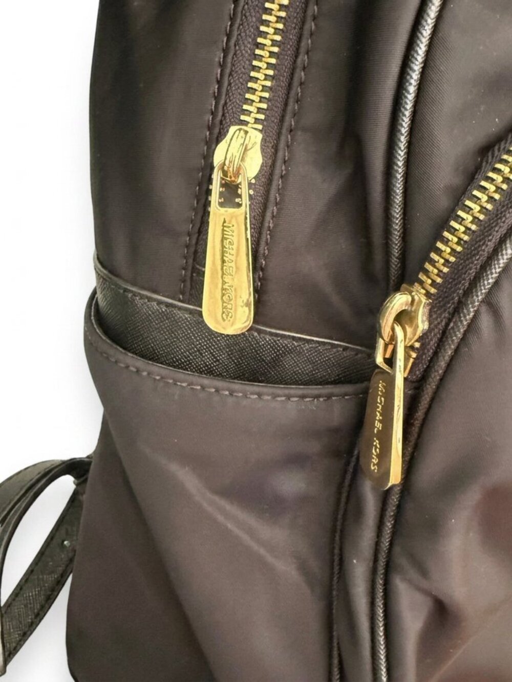Michael Kors Black Nylon Backpack Gold Hardware Medium Size - Picture 4 of 13